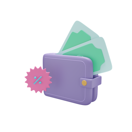 Discounted Wallet  3D Icon