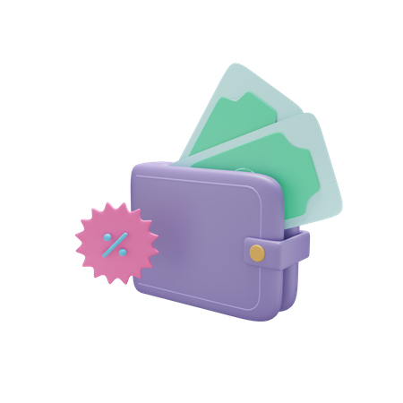 Discounted Wallet  3D Icon