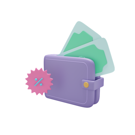 Discounted Wallet 3D Icon
