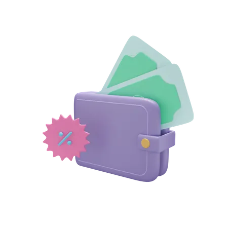Discounted Wallet  3D Icon