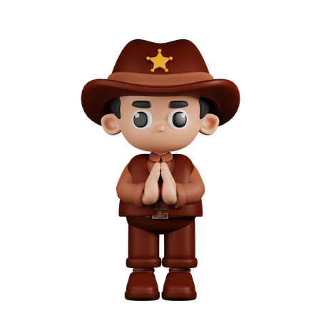 Sheriff disculpándose  3D Illustration