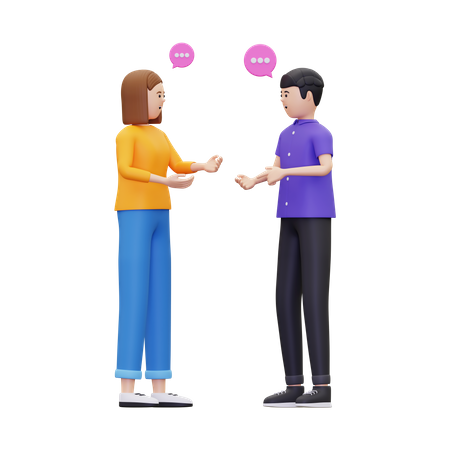 Discusión entre hombre y mujer.  3D Illustration