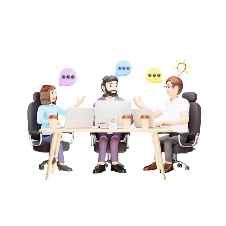 Discusión grupal en los negocios  3D Illustration
