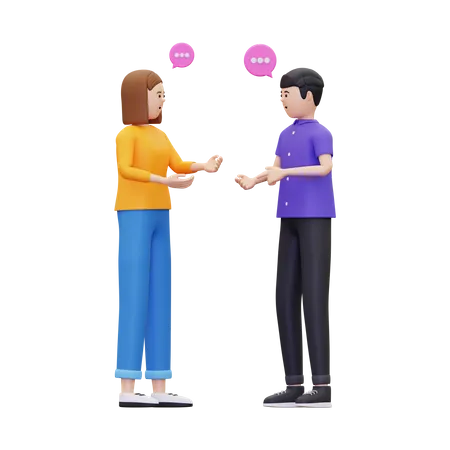 Discussion between male and female  3D Illustration