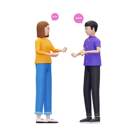Discussion between male and female 3D Illustration