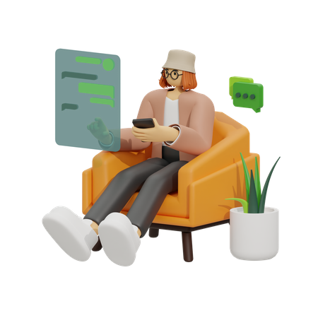 Discuter confortablement  3D Illustration