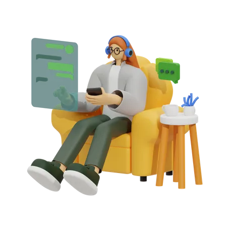 Discuter sur le canapé  3D Illustration