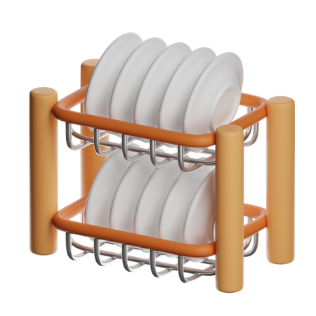 Dish Rack With Plates  3D Icon