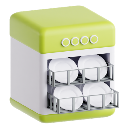 Dishwasher With Dishes  3D Icon