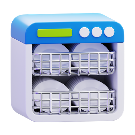 Dishwasher With Dishes  3D Icon