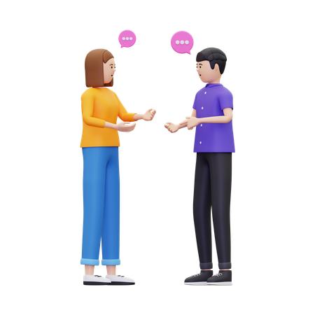 Diskussion zwischen Mann und Frau  3D Illustration