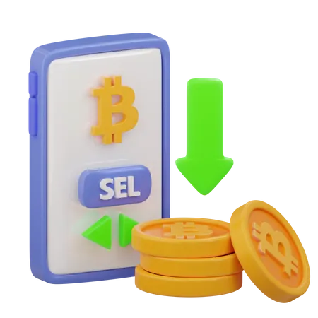 Disminución del valor de bitcoin  3D Icon