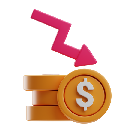 Disminución del valor del dólar  3D Icon
