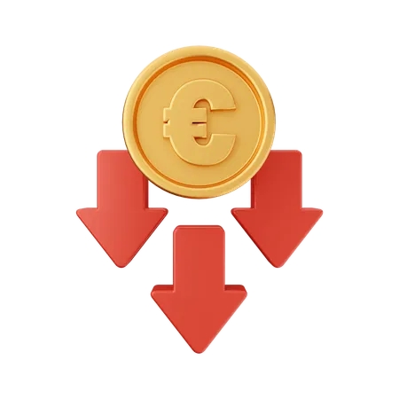 Disminuir el euro  3D Icon