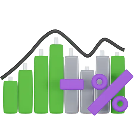 Gráfico disminuido  3D Icon