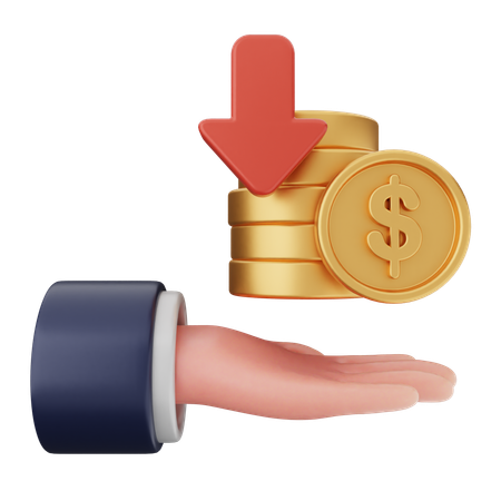 Disminuir moneda dólar  3D Icon