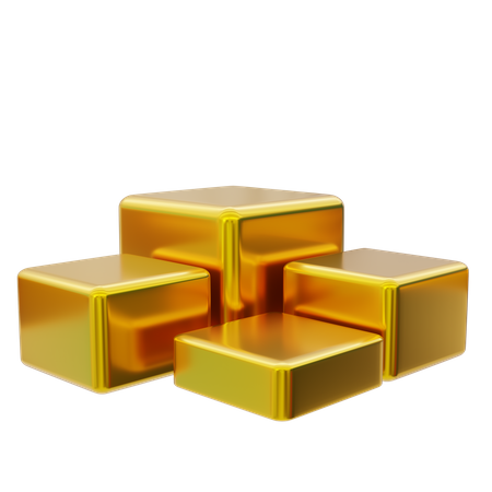 Exibição de pódio quadrado dourado  3D Icon