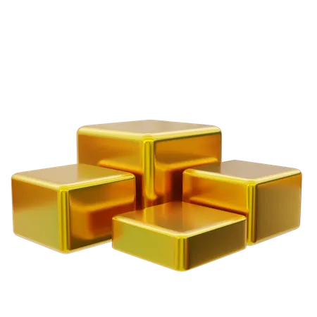 Exibição de pódio quadrado dourado  3D Icon