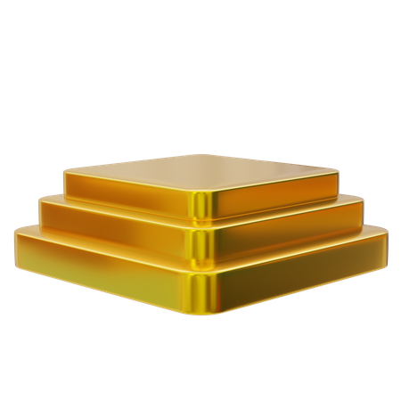 Exibição de pódio quadrado dourado  3D Icon