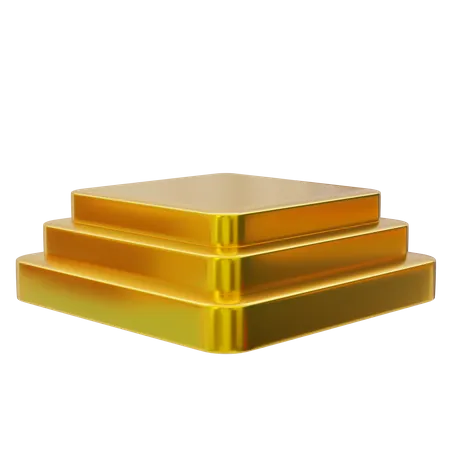 Exibição de pódio quadrado dourado  3D Icon