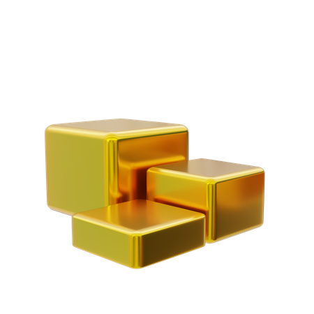 Exibição de pódio quadrado dourado  3D Icon