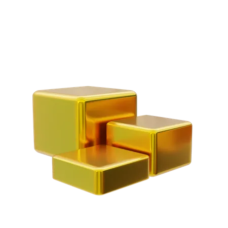 Exibição de pódio quadrado dourado  3D Icon