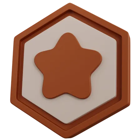 Distintivo De Estrela De Bronze De Renderizacao 3 D Isolado 3D Icon