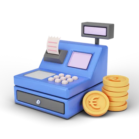 Distributeur automatique de billets en euros  3D Illustration