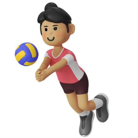 Dive Volley Player Girl  3D Icon