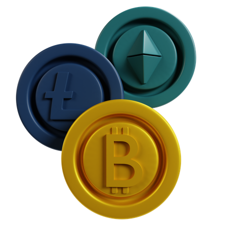 Diversas moedas criptográficas  3D Icon