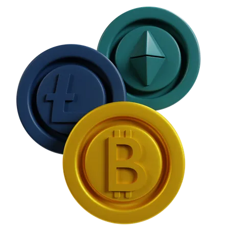 Diversas moedas criptográficas  3D Icon