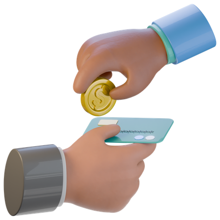 Diversas manos intercambiando moneda  3D Icon