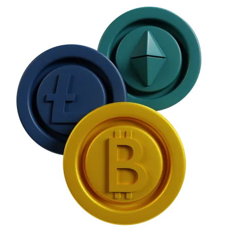 Diverse Crypto Coins  3D Icon