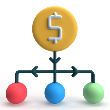 Diversificación del dinero  3D Icon