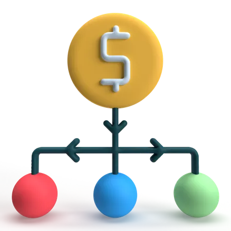 Diversificación del dinero  3D Icon