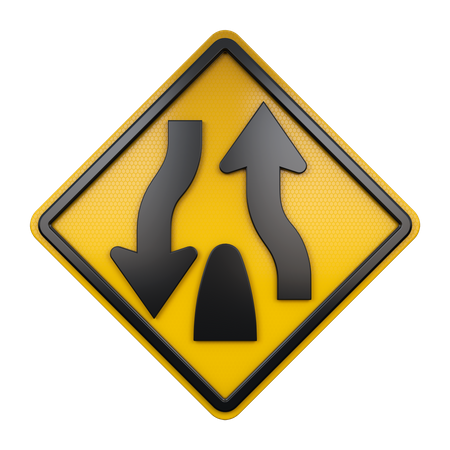 Divided Highway Ends Sign  3D Icon