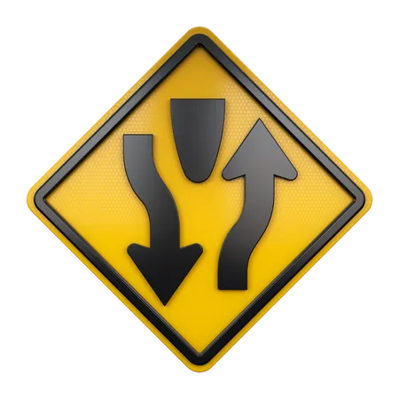 Divided Highway Sign  3D Icon