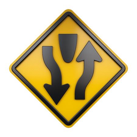 Divided Highway Sign  3D Icon