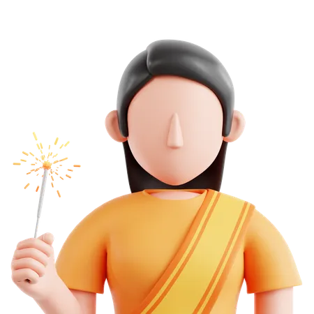 Femme diwali  3D Icon