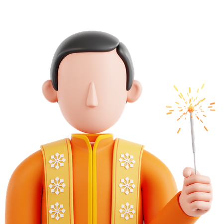 Diwali Man  3D Icon