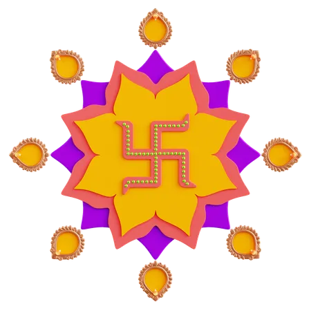 Diwali Swastika  3D Icon