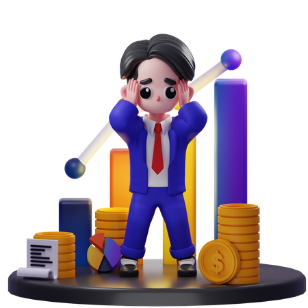 Conseiller financier étourdi  3D Illustration