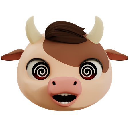 Dizzy Cow Emoji  3D Icon