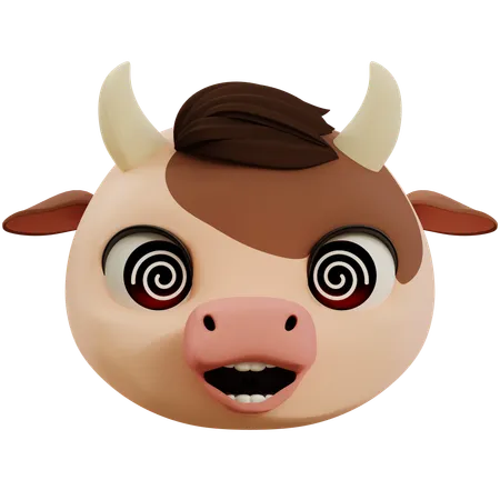 Dizzy Cow Emoji  3D Icon