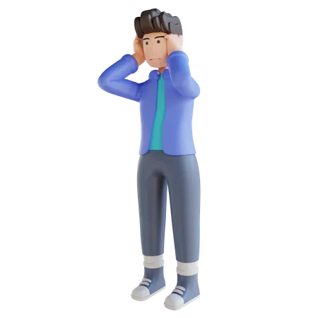 Dizzy person with headache  3D Illustration