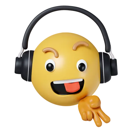 3 D Emoji Emoticon Face With Headset Icon Isolated On Gray Background 3 D Rendering Illustration Clipping Path 3D Icon