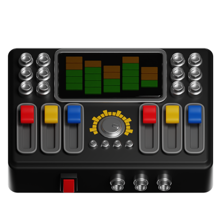 ノブとスライダーを備えたDJミキサー機器  3D Icon