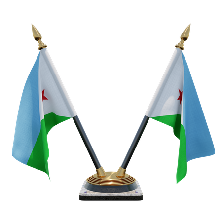 Djibouti Double Desk Flag Stand  3D Illustration