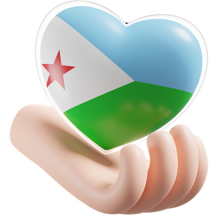 Djibouti Flag Heart Hand Care 3D Icon