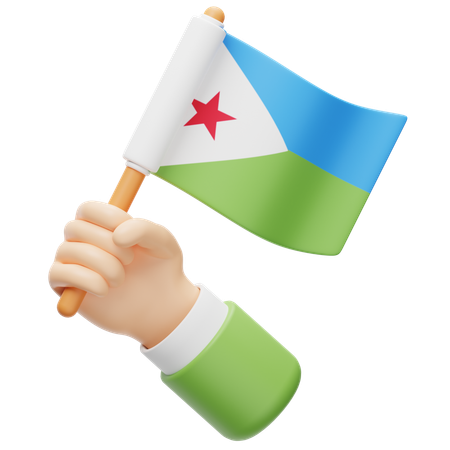 Djibouti flag in hand  3D Icon